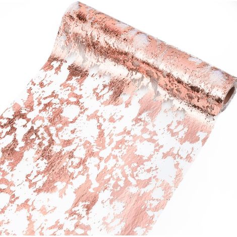 28 cm x 10 m gerollte Organza-Tülltischdecke in Roségold (Vliesstoff) (1/5)