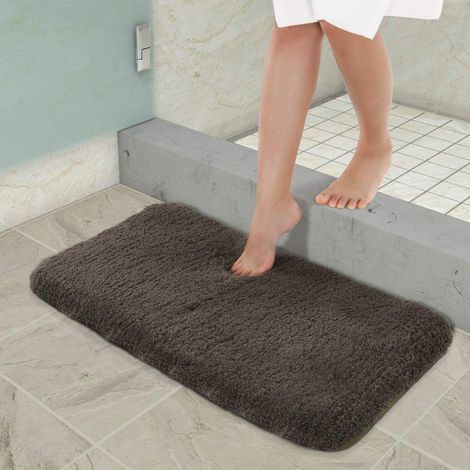 Extra Thick Bath Mat Water Absorbent Microfiber Bathroom Rug Non Slip Washable Thick Plush Carpet (40x60cm Coffee) Coffee (1/5)