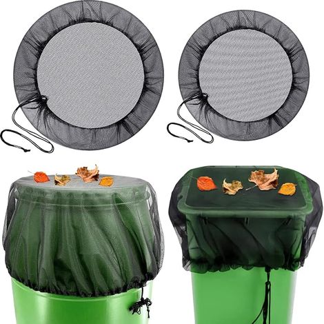 2 Piece Rain Water Tank Netting, Cover with Drawstring, Protection Net, Protection Against Leaves and Insects (Diameter 95 cm & Ø 100 cm) (1/5)