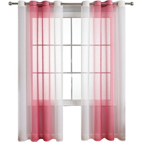 Lot de 2 rideaux à œillets : Panneaux voilages à texture dégradée — Voilages de style moderne pour salon, cuisine ou chambre (270 x 132 cm) (1/5)