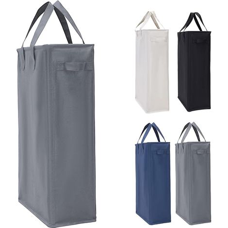 45L Paniers à Linge Poignées, Pliable Panier à Linge Mince Sac à Linge Tissue Oxford Rectangulaire Corbeilles à Linge Sac Rangement Salle de Bain 39x19x60CM (Gris Foncé) (1/5)