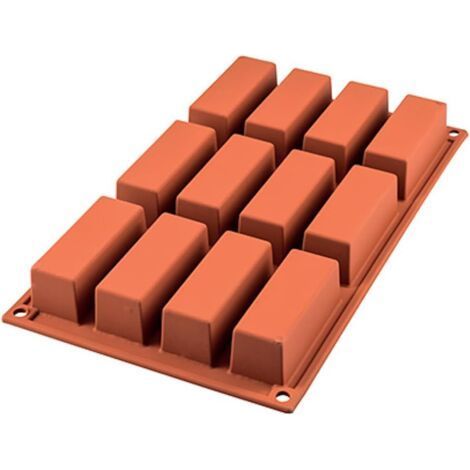 Rectangular silicone mousse cake mold, rust red, 29.5 cm x 17 cm x 3 cm, 1 piece. Rectangular cake mold for baking. (1/5)