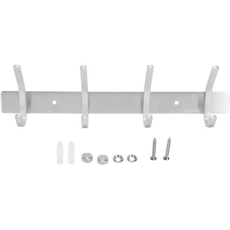 Edelstahl-Haken zur Wandmontage, gebürstet, einfacher Stil, 4-Haken-Aufhänger für das Badezimmer zu Hause (1/5)