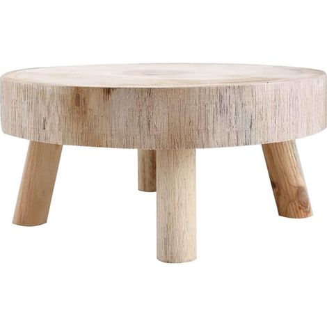 Pflanzenständer - Runder Holz-Hocker Für Innen Und Außen - 14x9 Cm - Dunkelbraun Oder Naturholz - 1 Stück (1/5)