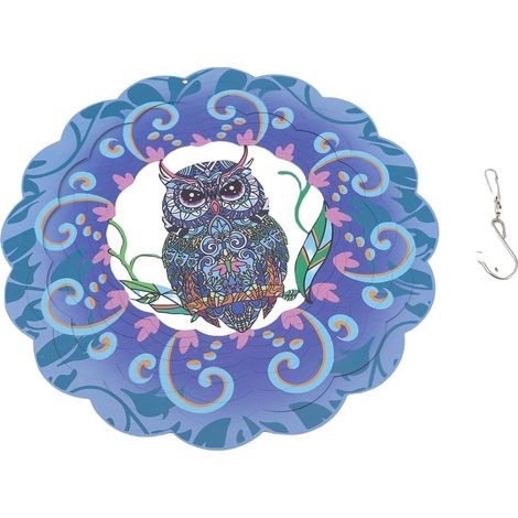Moulin à vent 3D 12 pouces fer suspension sculpture métal – Jardin déco extérieur intérieur cour art hibou, décoration (1/4)