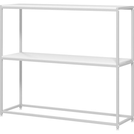 Table console en acier 2 étagères design moderne pour salon entrée couloir 100 x 30 x 87 cm blanc (1/5)