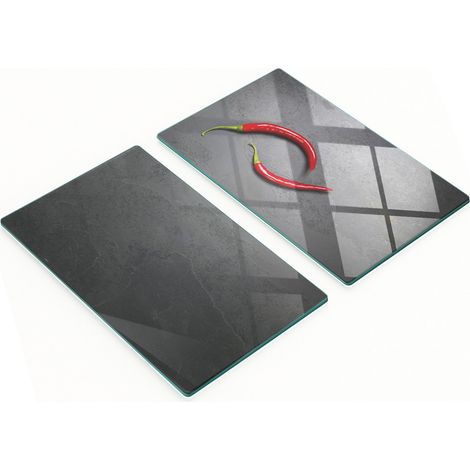 Robuste und stilvolle Küchenbretter aus Glas mit Chili-Muster, 2 x 30 x 52 cm (1/5)