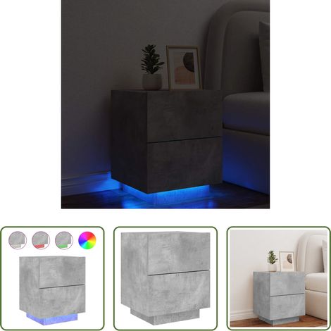 LED-Beleuchtung - Nachttisch mit LED-Leuchten Betongrau Holzwerkstoff (1/5)