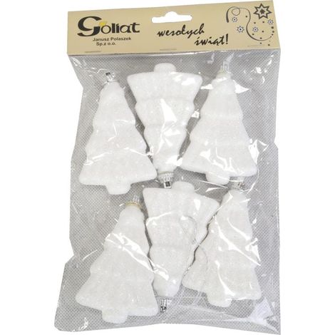 Weiße Styropor-Weihnachtsbaumanhänger, 7 cm – 6er-Set (1/3)