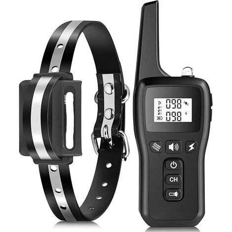 Collier de dressage pour chien étanche rechargeable, portée 1000m avec télécommande et mode anti-aboiement automatique, niveaux réglables (1/5)