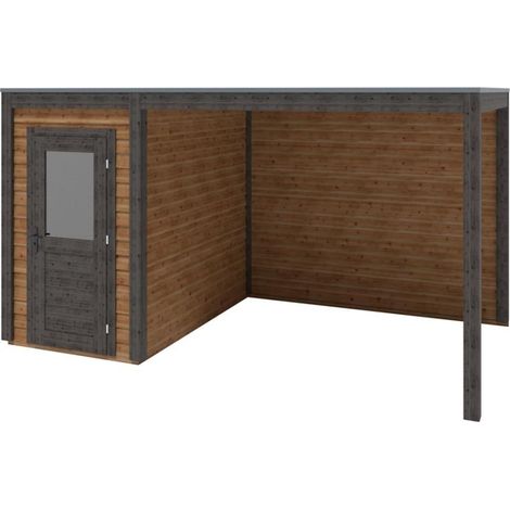 Abri de jardin en bois Veya 4.56x2.59m - 11.81m2 - Ep. 28mm - Traité (1/3)