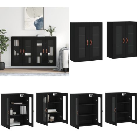 Wandschränke 2 Stk. Schwarz Holzwerkstoff - Wandschrank - Wandschränke - Home & Living (1/5)