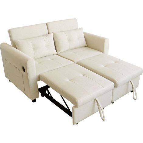 Divano letto 2 posti 3 in 1 con schienale regolabile, USB, tasche e cuscini MODENUIT (1/5)