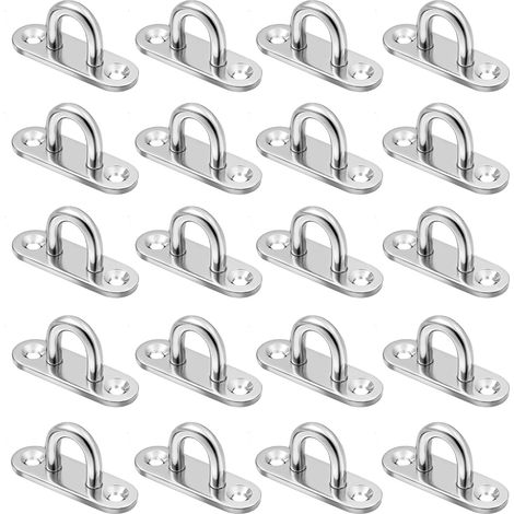 M5 Stainless Steel Eyelet Plate with Eye for Hanging Objects, Hooks Wall Bracket, Shade Sail Bracket, Ceiling Hook, 20 Pack (1/5)