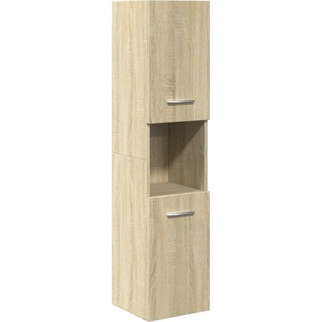 Mueble de baño con almacenamiento moderno 30 x 30 x 130 cm líneas depuradas madera de ingeniería de roble Sonoma 020049699 (1/5)