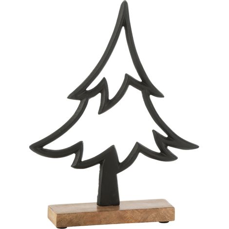 Décoration en forme de sapin en métal et bois Noir 22x22x12 cm (1/2)