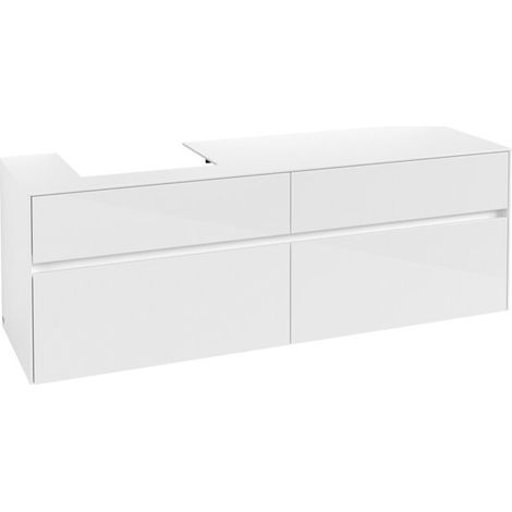 VB Lavabo US Collaro 1600x548x500mm 4 Éviers lavabo gauche, finition brillante blanche (1/2)