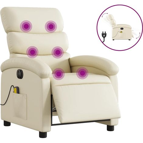 Massagesessel Elektrisch Creme Kunstleder vidaXL