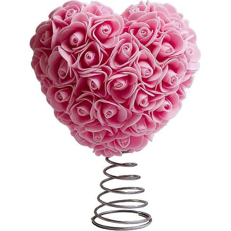 Décoration de sapin de Noël pour la Saint-Valentin : cœur romantique de 22,4 cm (8,8 pouces) pour mariage, fêtes et autres occasions spéciales (rose). (1/5)