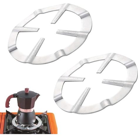 2 Pièces Support De Casserole Moka, Support Pot À Moka Acier Inoxydable Pour Cuisinière Gaz Rond Métal Réducteur D'Anneau De Gaz Cafetière Réducteur Étagère Anneau Pour Cuisson (1/5)
