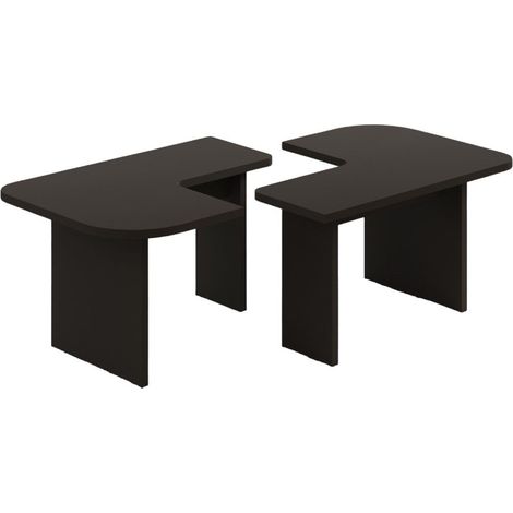 Ensemble tables basses en bois "Iris" - 90 x 45 x 35 cm - Gris anthracite (1/4)