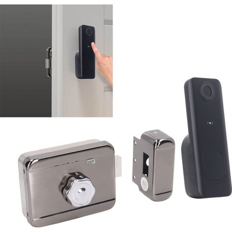 Serrure de porte intelligente à empreinte digitale, serrure à code par carte magnétique, serrure électrique pour portes résidentielles et locatives, sans câblage requis. (1/5)
