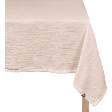 Nappe 150 x 250 cm en double gaze de coton gaufrée rose - PEPA (1/5)