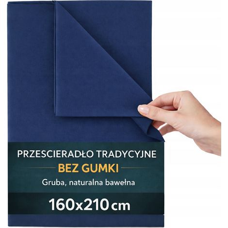 Sábana bajera tradicional 100% algodón 160x210 cm azul marino (1/5)