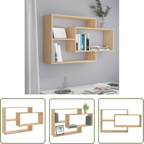 The Living Store Wandregale Sonoma-Eiche 104x20x58,5 cm Holzwerkstoff - Wand Regal - Regal Set - Eiche Möbel - Wohnraum Organisation - Badezimmer Regal (1/5)