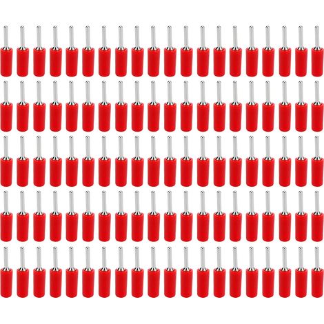 100 fiches bananes mâles en laiton nickelé, broche droite à ressort interne 2mm rouge - Lot de 100 pour panneau J.10001 (1/5)