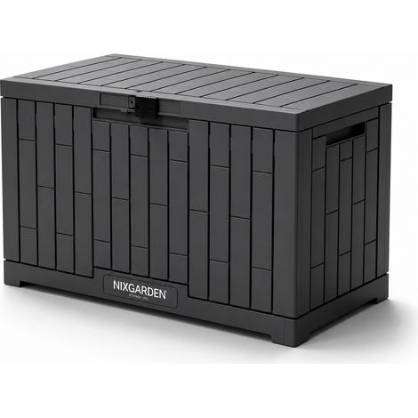 Arcón Jardín Antracita Resina Resistente Efecto Rattan Impermeable (1/5)