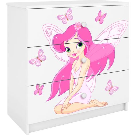 Kocot Kids Babydream Cassettiera a 3 cassetti La Fata Farfalla - Bianco (1/5)