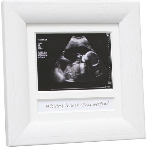 Cadre Photo pour S54SF1 + Case Texte Allemand Bois Peint Blanc 10 x 10 cm (1/3)