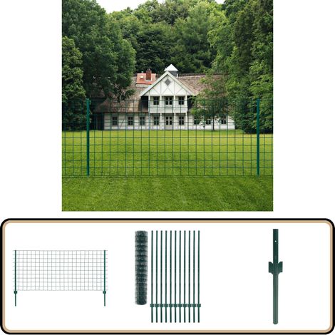 Metallzaun Stahl 20 x 1,5 m Grün - Metallzaun - Gartenzaun - Stahllzaun - Grüne Zaun - Zaunset