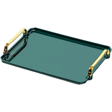 Plateau de service décoratif rectangulaire pour salle de bain, rangement pour bijoux, parfums et cosmétiques, à poser sur une table de douche ou un bureau.-M-green (1/5)