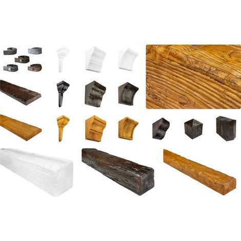 Poutres et accessoires rustiques pour plafond et mur - imitation bois, Bois déco: brun clair, Console EQ026 - 12 x 12 x 18 cm (1/5)