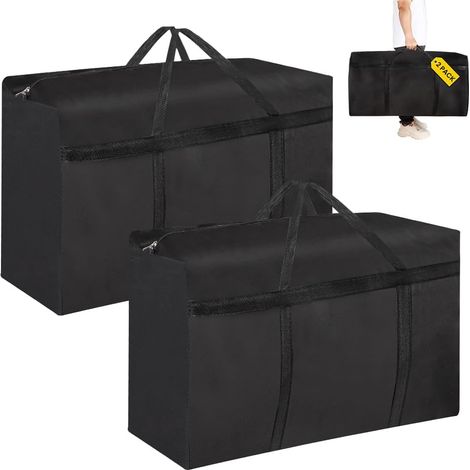Lot de 2 Sac Rangement, 120 L, Tissu Oxford, Poignées Renforcées, Fermeture Éclair, Pour Déménagement (1/5)