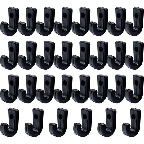 30 Pièces Kayaks Crochets d'Arrimage en Forme de J,Crochet arrimage Kayak,Noir Nylon Arrimage Crochets,pour Kayak Canoës Bateaux Yacht Bungee(sans vis)