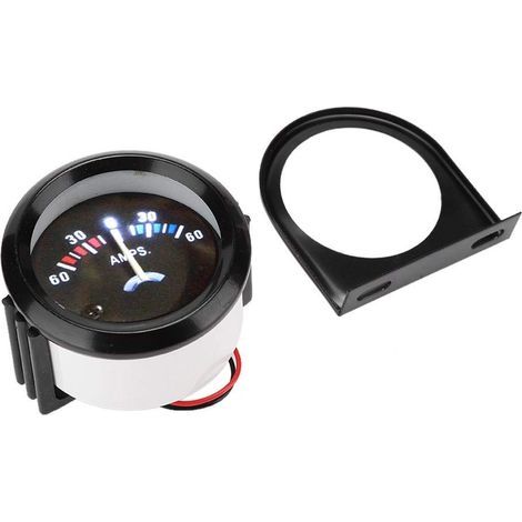 Gleichstrom-Amperemeter 12V, 2 Zoll 52mm Kfz-Voltmeter Amperemeter 60-0-60A Amperemeter Voltmeter für Kraftfahrzeuge (Schwarzes ABS)