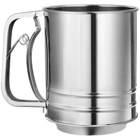 Tamis de Farine Cuisson Tasse de Tamis Passoire à Farine Acier Inoxydable Argent pour Filtrer Farine, Cacao en Poudre, Sucre en Poudre (1/5)