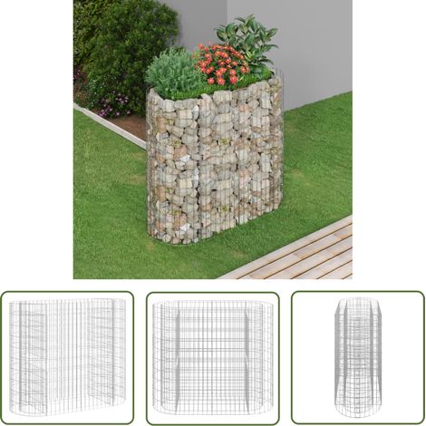 The Living Store Lit surélevé à gabion Fer galvanisé 120x50x100 cm - Jardiniere En Gabion - Lit Surélevé - Bac Acier - Décoration Extérieur - Fleur Pot (1/5)