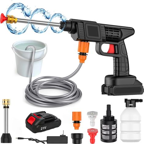 50Bar sans fil haute pression levier lavage pistolet à eau de pulvérisation lavage de voiture pression eau Machine à laver pour Makita 24V batterie, Avec 1 batterie