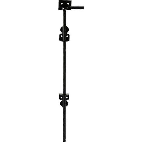 Verrou de portail en tige 45 cm, barre de fermeture renforcée pour clôture en bois, loquet coulissant acier robuste, targette de porte extérieure, système de verrouillage pour portillon (1/5)
