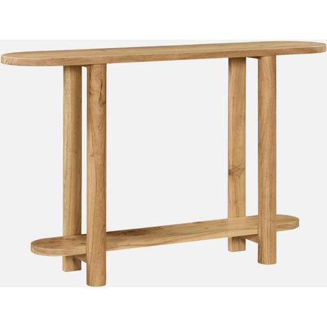 Consolle ovale in legno di acacia con 1 ripiano (1/5)