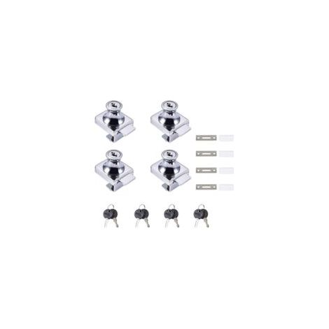 Glass Door Lock, 4 Pieces Cam Locks, Glass Door Cabinet Showcase Safety Lock for 5-8mm (0.2-0.31") Glass Door No Drilling with 8 Keys - Crezuo (1/2)