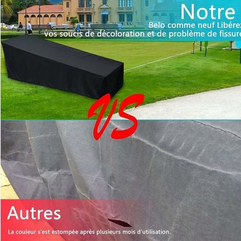 Housse de protection imperméable pour chaise longue de jardin - 2 pièces - 200 x 70 x 40 x 75 cm - Imperméable - Housse 210D pour Jardin- Zwart - Housse pour mobilier de jardin (1/5)