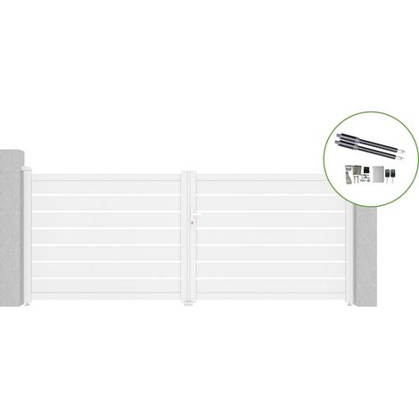 Portail battant 3,5m VOGEL H.140cm alu blanc + motorisation RANGER B150 (1/4)