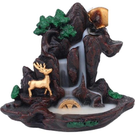 Brûleur d'encens à reflux en forme de cascade de montagne, ornement de table, porte-encens multifonctionnel fait main pour le yoga et la méditation, élégant-11.5cmx5cmx10.5cm