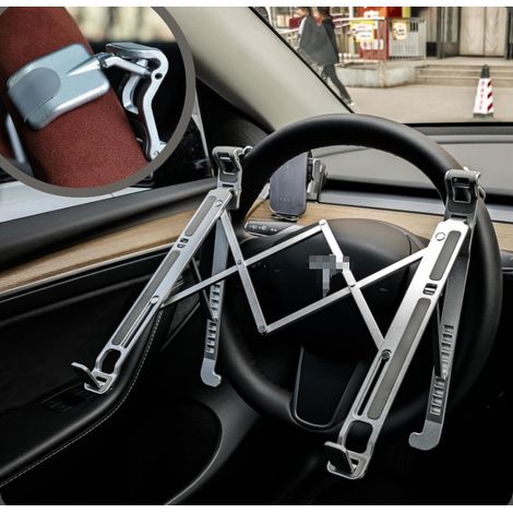 Support réglable en hauteur pour ordinateur portable dans la voiture avec boîte de volant Convient aux ordinateurs portables et aux tablettes Support portable pliable pour ordinateur portable dans la  (1/5)