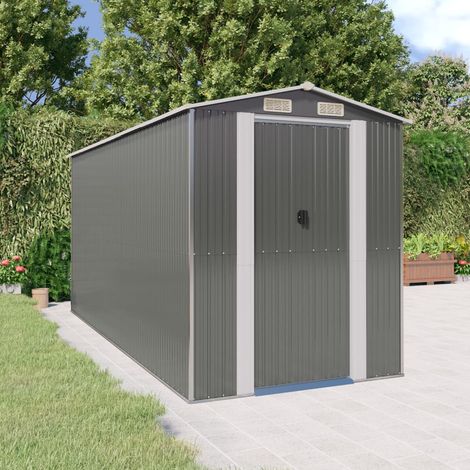 Abri de jardin remise pour outils,Cabane Remise de Jardin pour Stockage Gris clair 192x440x223 cm Acier galvanisé - FR23229 (1/5)